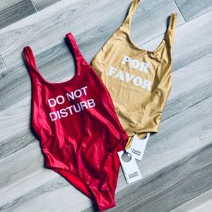 Charlie Holiday “Do Not Disturb” red swimsuit Sz10